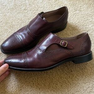 Banana Republic Cherry Brown Leather Single Monk Strap Dress Shoes Men's Size 11